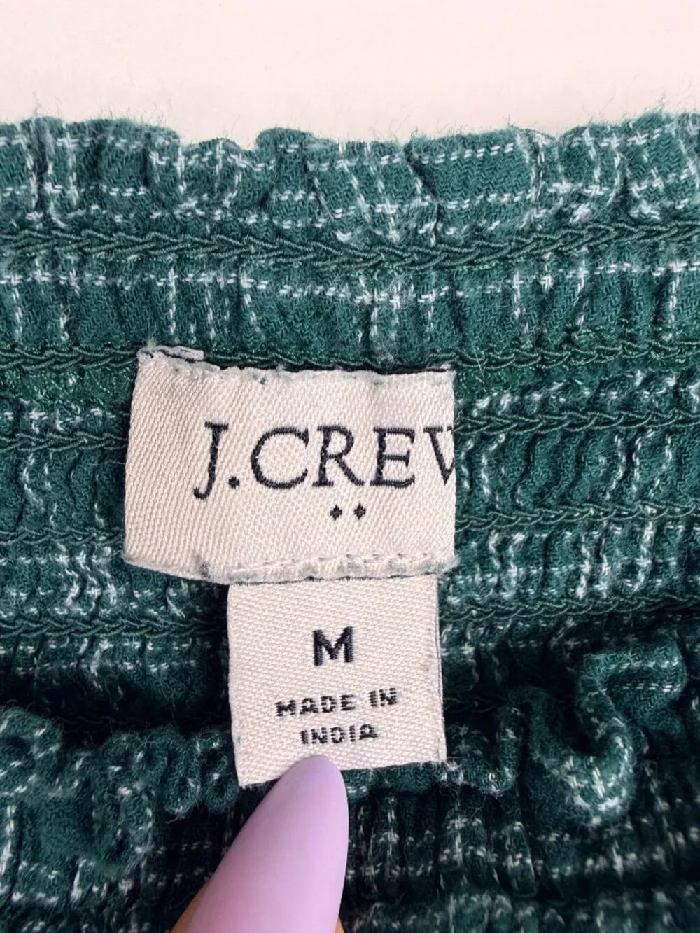 2/$30 J. Crew Flannel Smocked Top Green Glazed Medium #A3543